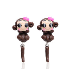 Load image into Gallery viewer, Luokey Cute Animal Earrings For Women Hanging 3D Cartoon Lovely Dog Stud Earrings Flower Panda Polymer Clay Girls Earing Jewelry