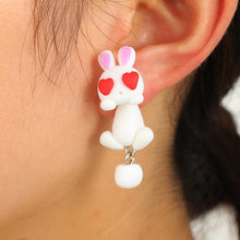 Load image into Gallery viewer, Luokey Cute Animal Earrings For Women Hanging 3D Cartoon Lovely Dog Stud Earrings Flower Panda Polymer Clay Girls Earing Jewelry
