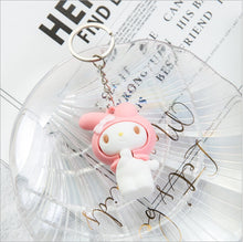 Load image into Gallery viewer, Cute Anime Kuromi Melody Hello Kitty Keychain Kawaii Cartoon Big Eared Dog Frog Pudding Dog Penguin Women Bag Pendant Key Chain
