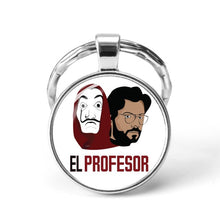 Load image into Gallery viewer, La Casa De Papel keyring The House of Paper necklace Money Heist Keychain Salvador Dali Professor Funny Key Chain Jewelry Gift
