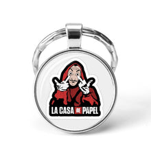 Load image into Gallery viewer, La Casa De Papel keyring The House of Paper necklace Money Heist Keychain Salvador Dali Professor Funny Key Chain Jewelry Gift
