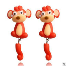 Load image into Gallery viewer, Luokey Cute Animal Earrings For Women Hanging 3D Cartoon Lovely Dog Stud Earrings Flower Panda Polymer Clay Girls Earing Jewelry
